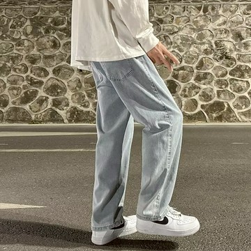 🔥隔日到貨！秒出貨🔥日系牛仔褲男 丹寕褲 寬鬆直筒牛仔褲 水洗牛仔褲 牛仔褲男 闊腿寬褲九分直筒牛仔褲 日常穿搭牛仔長褲