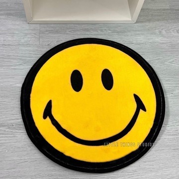 笑臉 圓形 地墊 微笑 地毯 現貨 實拍 2色 浴室 入門 腳踏墊 小踏墊 家居 居家 裝飾 小地毯