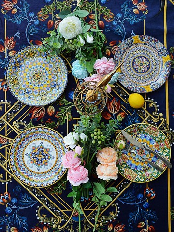 網紅盤子創意菜盤套裝家用牛排餐盤歐式碟子陶瓷盤輕奢餐具