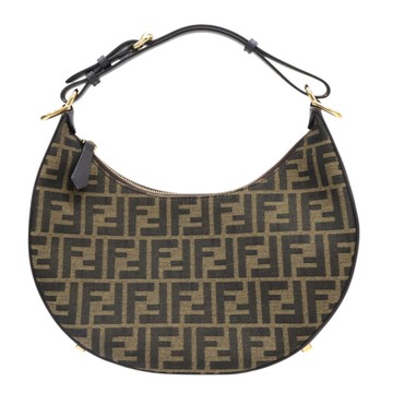 【二手名牌BRAND OFF】FENDI 芬迪 棕色 緹花帆布 Fendigraphy 肩背包 8BR798