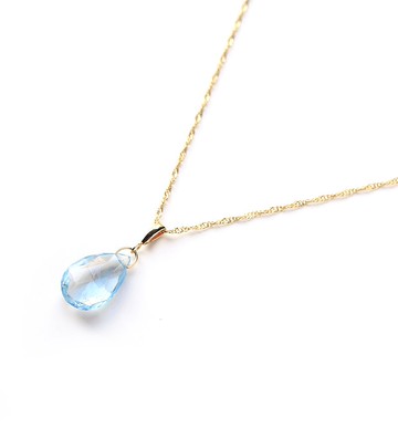 3月誕生石 K10 大克拉海藍寶石 (扁水滴形) 項鍊墜飾 ~BOURGEON~ (可選購搭配鍊子組合)