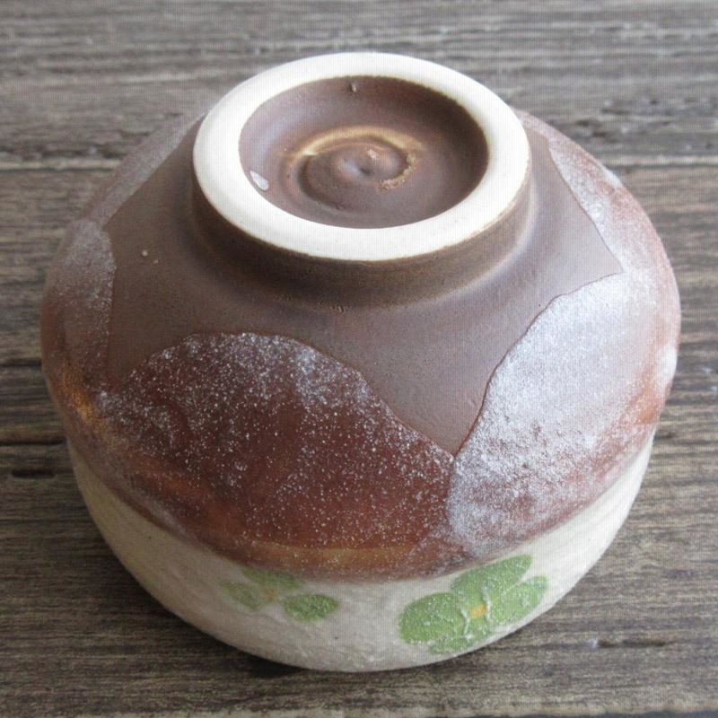 完売】小抹茶碗 クローバー / 抹茶茶碗 かわいい 四つ葉 幸せ