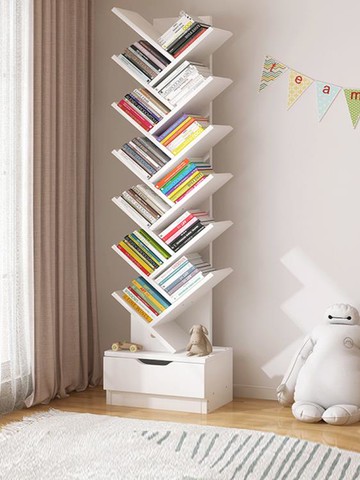 簡易書架置物架落地客廳家用北歐架子臥室收納書櫃靠牆創意收納架