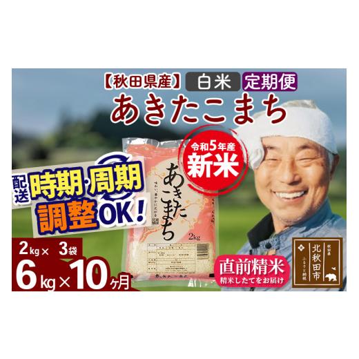 ふるさと納税 秋田県 北秋田市 《定期便10ヶ月》＜新米＞秋田県産 あきたこまち 6kg(2kg小分け袋) 令和5年産 配送時期選べる 隔月お届けOK お米 おお…