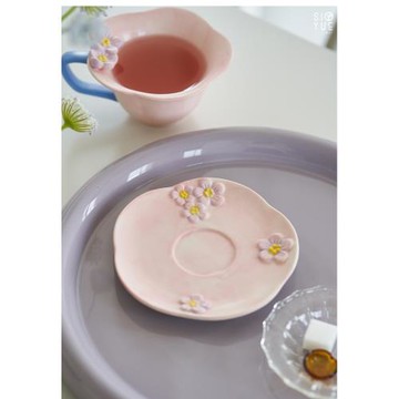 肆月粉色咖啡杯碟套裝陶瓷水杯精致高檔早餐牛奶杯新款杯子高顏值