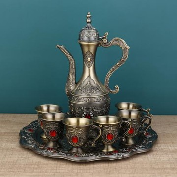 歐式酒具套裝創意輕奢白酒杯俄羅斯中東沙特宮廷酒壺酒杯禮盒擺件