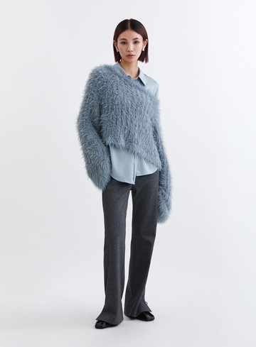 柔軟毛毛網洞長袖上衣