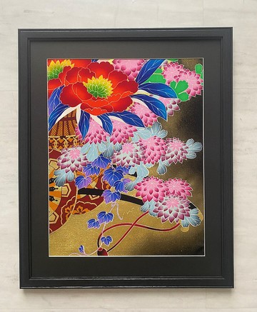 和服 Irouchikake 友禪和服製作的藝術面板 29 大花和服改造喬遷日式房間室內祝你好運