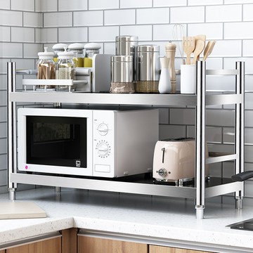 【誠宜居家】100x40x60公分 (三面圍欄-二層不鏽鋼置物架)升級款加粗加厚-加強底部橫梁 收納架 不鏽鋼置物架 不銹鋼置物架 廚房不銹鋼置物架 置物架 家電架 廚房架 架子