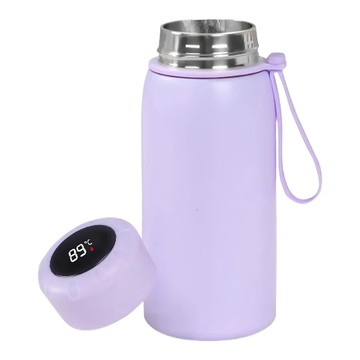 316不鏽鋼數顯保溫杯 長效鎖溫 真空保溫 400ML LED顯示屏  紫色  1個