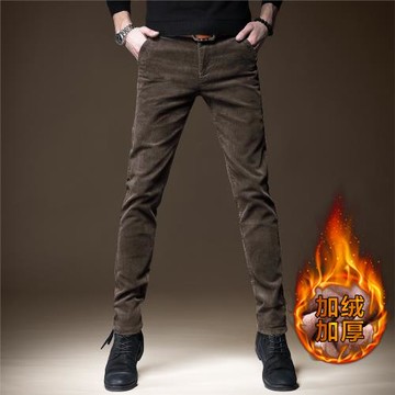 貴色秋季新款高端燈芯絨褲子男修身小腳商務長褲韓版潮流休閑褲男