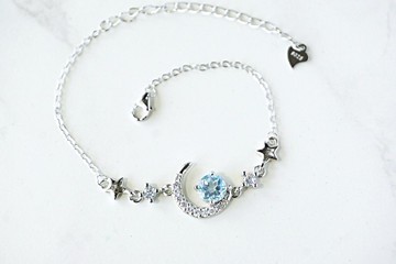 天然黃玉手鍊 925純銀鍍銠錶殼