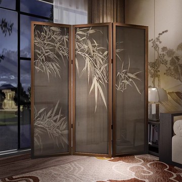 台灣公司貨 可開票 禪意中式竹子折疊屏風隔斷客廳移動入戶遮擋茶室臥室裝飾實木折屏 快速發貨