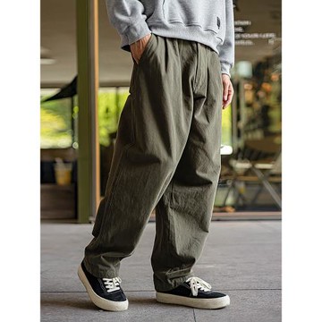 春季日系純棉工裝褲男潮牌直筒寬松高街休閑長褲男士美式純色褲子