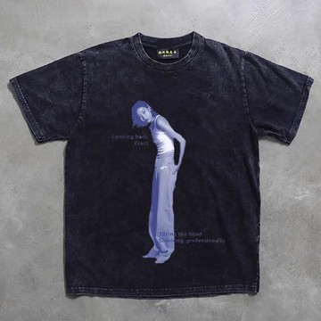 搞錢做慈善 實拍！重磅雪花做舊水洗！潮牌男女情侶款純色短袖T恤