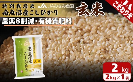 特別栽培米南魚沼産こしひかり8割減玄米2kg