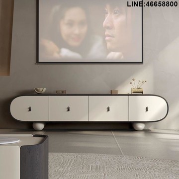 免運 開立發票 電視櫃 收納櫃 儲物櫃 落地櫃 背景櫃 輕奢現代茶幾電視櫃組合客廳家用烤漆電視機櫃設計師藝術感儲物櫃 支持訂製