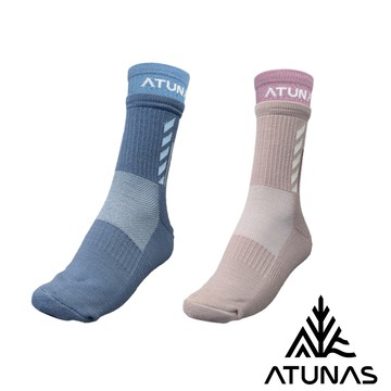 【ATUNAS 歐都納】中筒厚底美麗諾羊毛襪A1ASGZ09N粉紅/藍