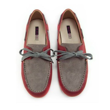 Two Tone Boat Shoes M1106A GreyBurgundy