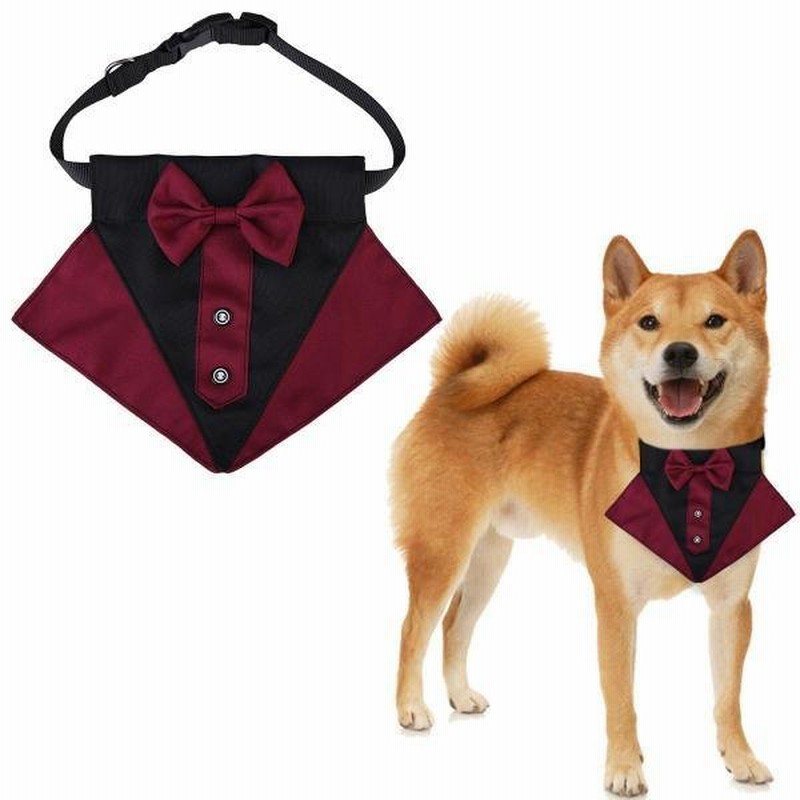 犬のタキシードバンダナカラーネックネクタイデザインと蝶ネクタイネックウェアmレッド 通販 Lineポイント最大0 5 Get Lineショッピング