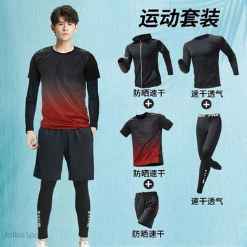 臺灣出貨跑步套裝男運動衣服晨跑服寬鬆秋季速乾衣騎行體育裝備羽毛球冰絲短袖健身套裝運動兩件套運動短褲男男運動服