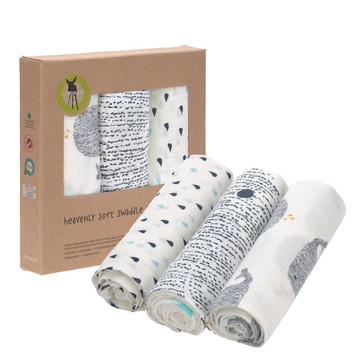 德國 LASSIG 超柔手感竹纖維嬰兒包巾毯3入-(鯨魚)★衛立兒生活館★