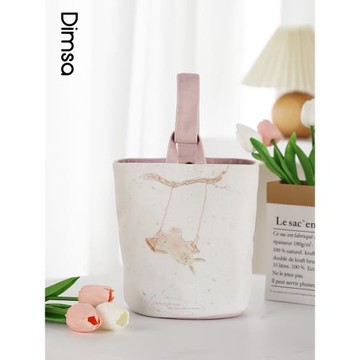 典舍X棟棟歪 可愛小清新兔子蕩秋千水桶包原創手提帆布包包 K539