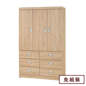 AS 瑋莉原橡色4×7尺衣櫥-內附鏡-119.5*58*198cm