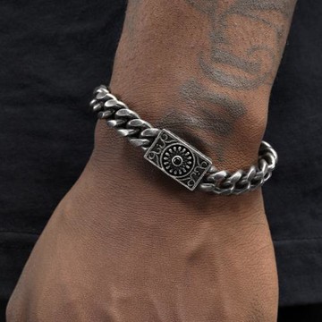 GRGR 高級感古巴手鏈男潮ins 鈦鋼做舊復古轉盤手鏈