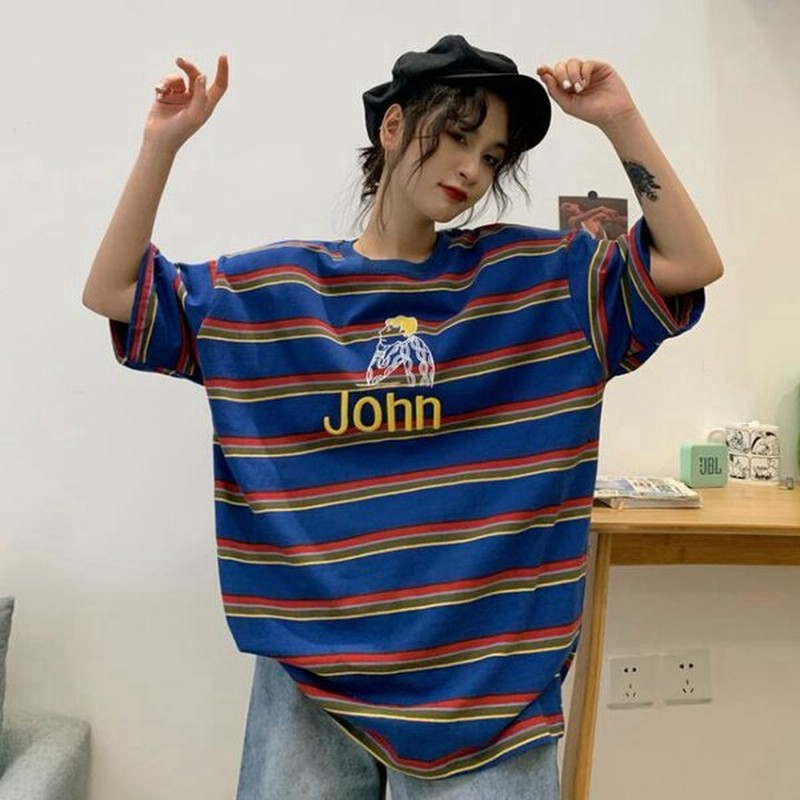 Tシャツ 半袖 レディース ゆったりtシャツ ボーダー柄 半袖tシャツ カットソー サマーtシャツ 夏tシャツ ゆったり 可愛い 通販 Lineポイント最大0 5 Get Lineショッピング