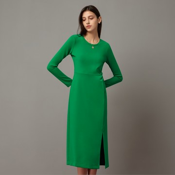 SO NICE 高腰抽皺顯瘦開衩造型洋裝