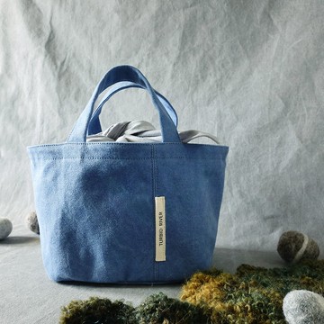 小飛象的便當袋 | 牛仔藍 | 厚磅水洗帆布 | 手提 野餐袋 午餐