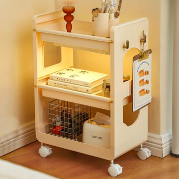 快速出貨 可開發票 小推車置物架ins風帶輪收納筐亞克力放書臥室客廳床邊可移動夾縫