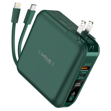 G'FIVE 基伍 勁量無線充多功能行動電源 10000mAh 原廠保固  GP-W10S  綠色