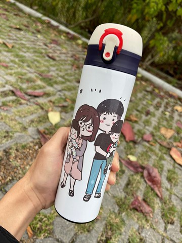 你家幾口就是幾口 蠟筆風家庭保溫瓶 Q版互動畫像 客製幸福紀念瓶