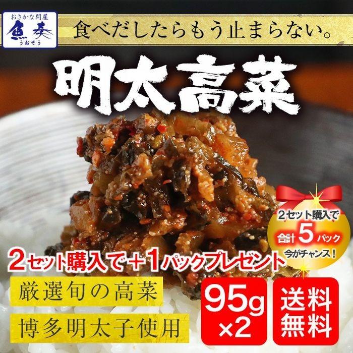 明太高菜 辛子高菜 95g×2P 博多明太子 魚屋の明太高菜 メール便 お試し 最安 訳あり 漬物 やみつき