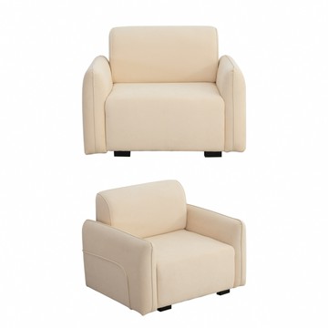 【IDEA】療癒系飽滿短絨單人沙發/布沙發(雙色任選)杏色