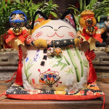 新品招財貓陶瓷中式家居擺件生意興隆存錢罐送好朋友新店開業禮物