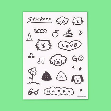 貓咪 小狗 大便 防水貼紙