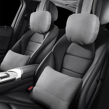 🚀桃園出貨🚀 汽車頭枕鹿皮絨頭枕腰靠套裝車用靠背墊護腰靠墊車載座椅腰枕頭枕