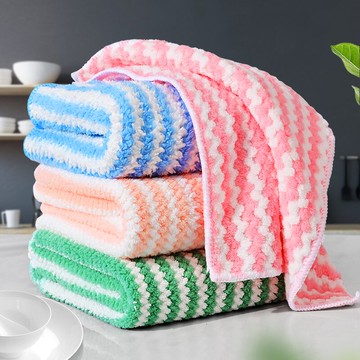 妙廚房條紋懶人抹布干濕兩用家用吸水洗碗布不掉毛不沾油清潔布