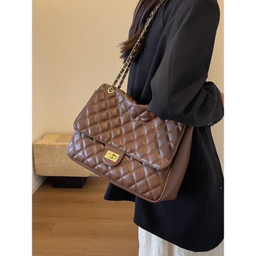 菱格鏈條紅色包包女士2025新款高級感時尚單肩包大容量爆款斜挎包