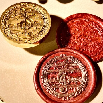 封蠟印章頭 高音譜號 音樂符號 樂譜