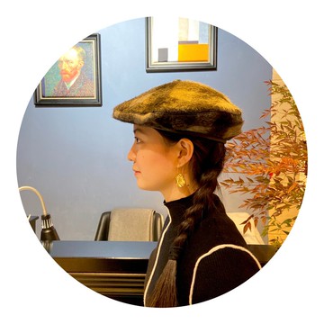 兔毛羊毛混紡格仔貝雷帽