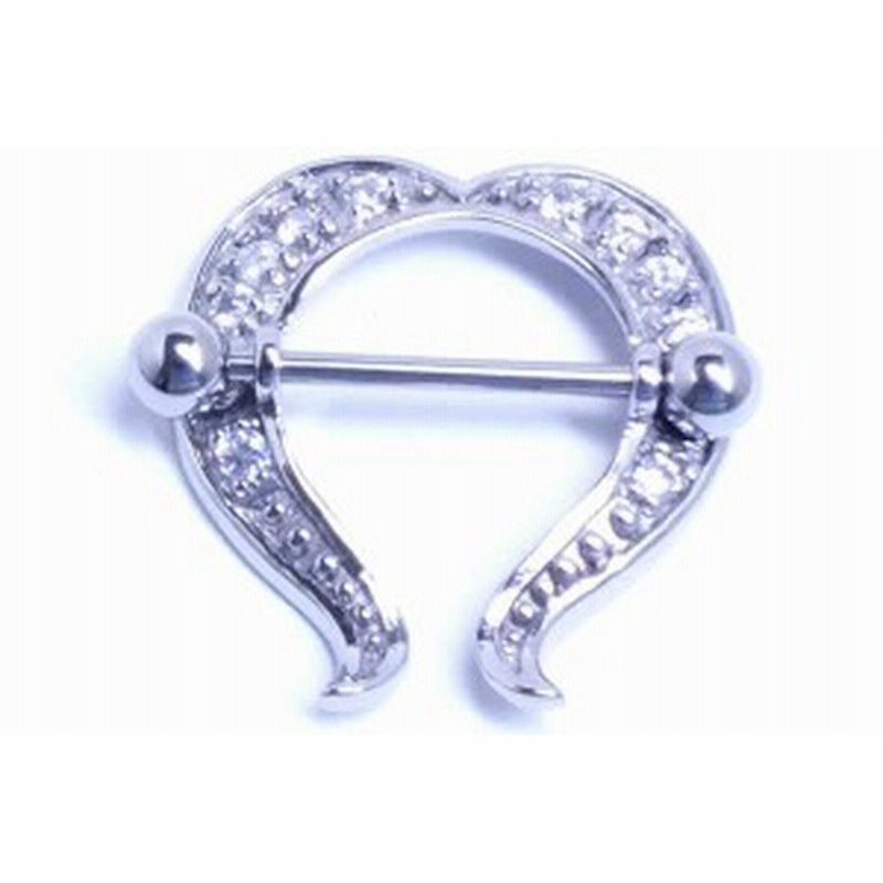 14G ニップル 乳首 ] カイゼルニップルピアス ストレートバーベル 