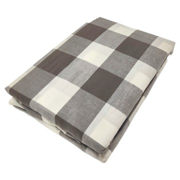 水洗棉 純棉床包枕套組  大格紋簡約灰  床包: 186x150cm  枕套: 75x45cm (x2)  床墊套 + 枕套組