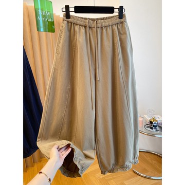 【ACheter】木耳邊寬鬆花苞闊腿百搭直筒九分褲# 126018