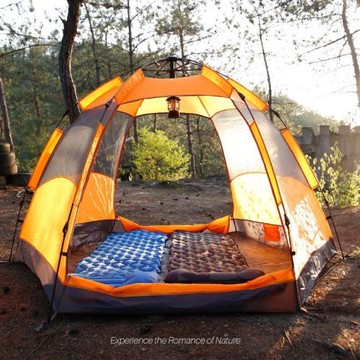雙層六角帳篷戶外防雨露營野外全自動便攜式公園野餐休閑防曬帳篷
