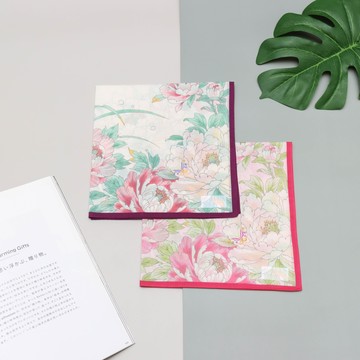 京都手帕 -en.gawa.系列-牡丹與蝶(紫邊/粉邊)