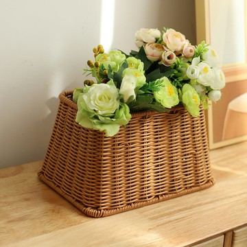 仿藤編織多肉花籃裝飾客廳擺件干花鮮花花藝插花籃子伴手禮收納籃